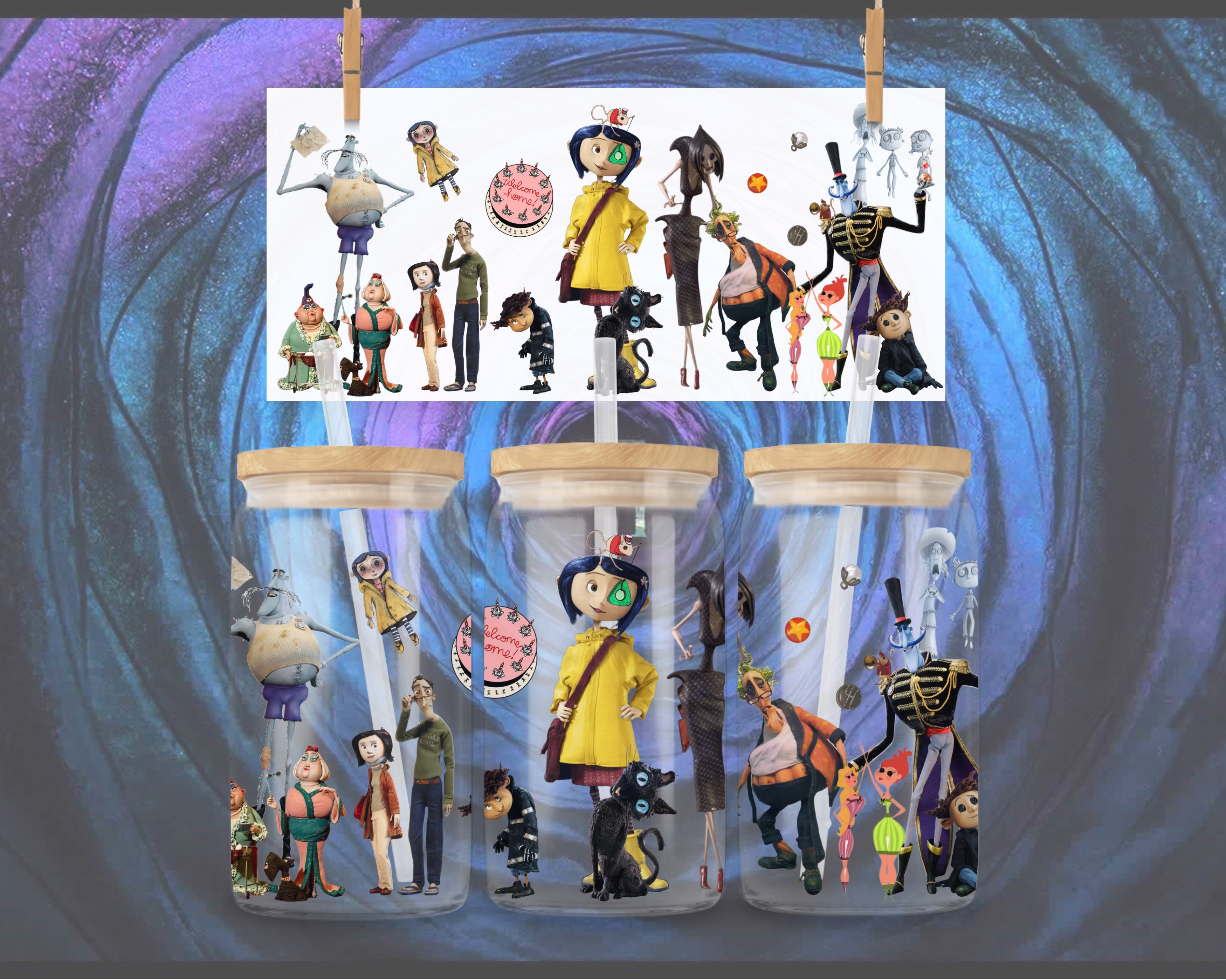 Coraline Twitchy Witchy Girl UV DTF Wrap Instant Download PNG File