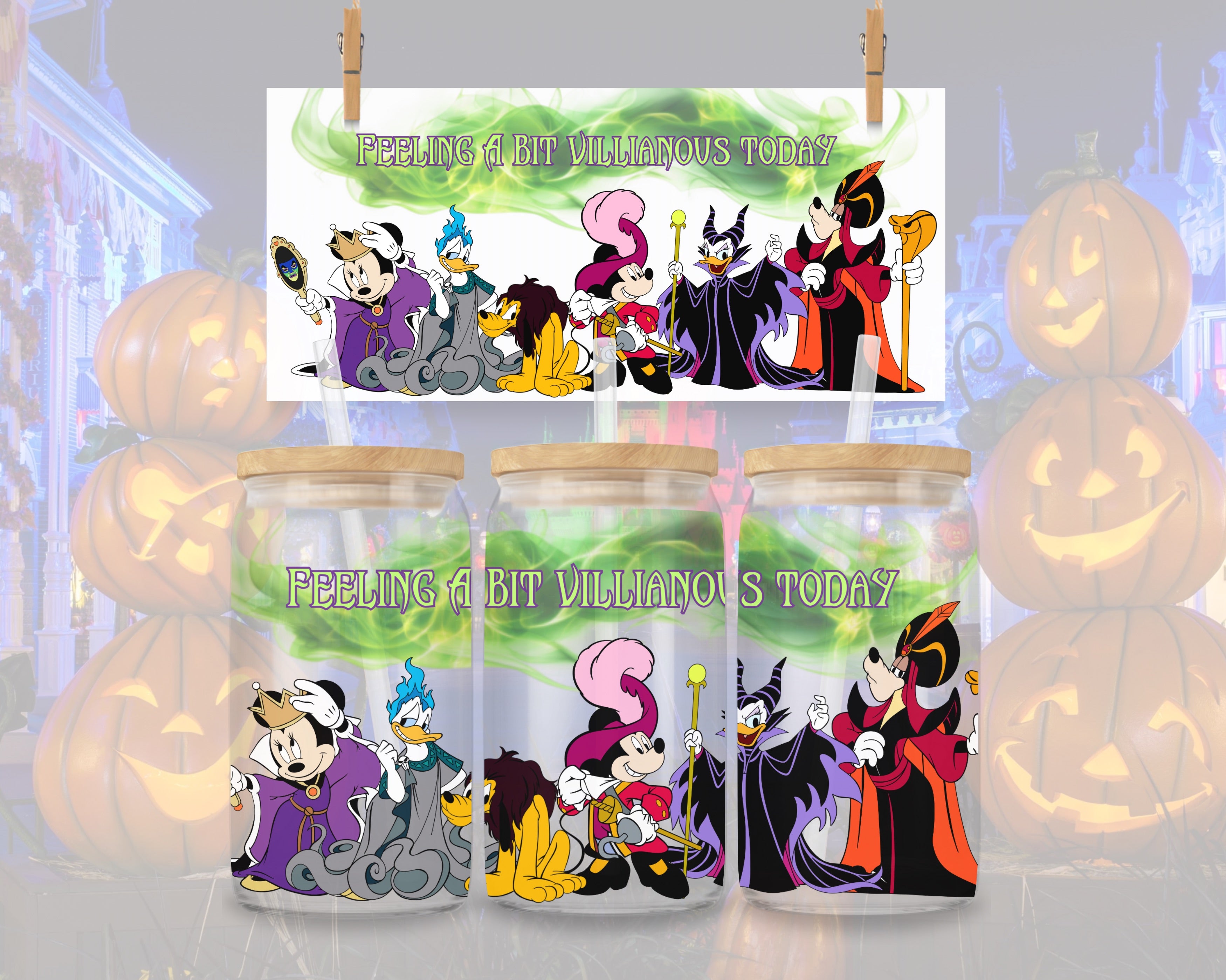 Mickey and Friends as Villains UV DTF Cup Wrap Instant Download PNG File