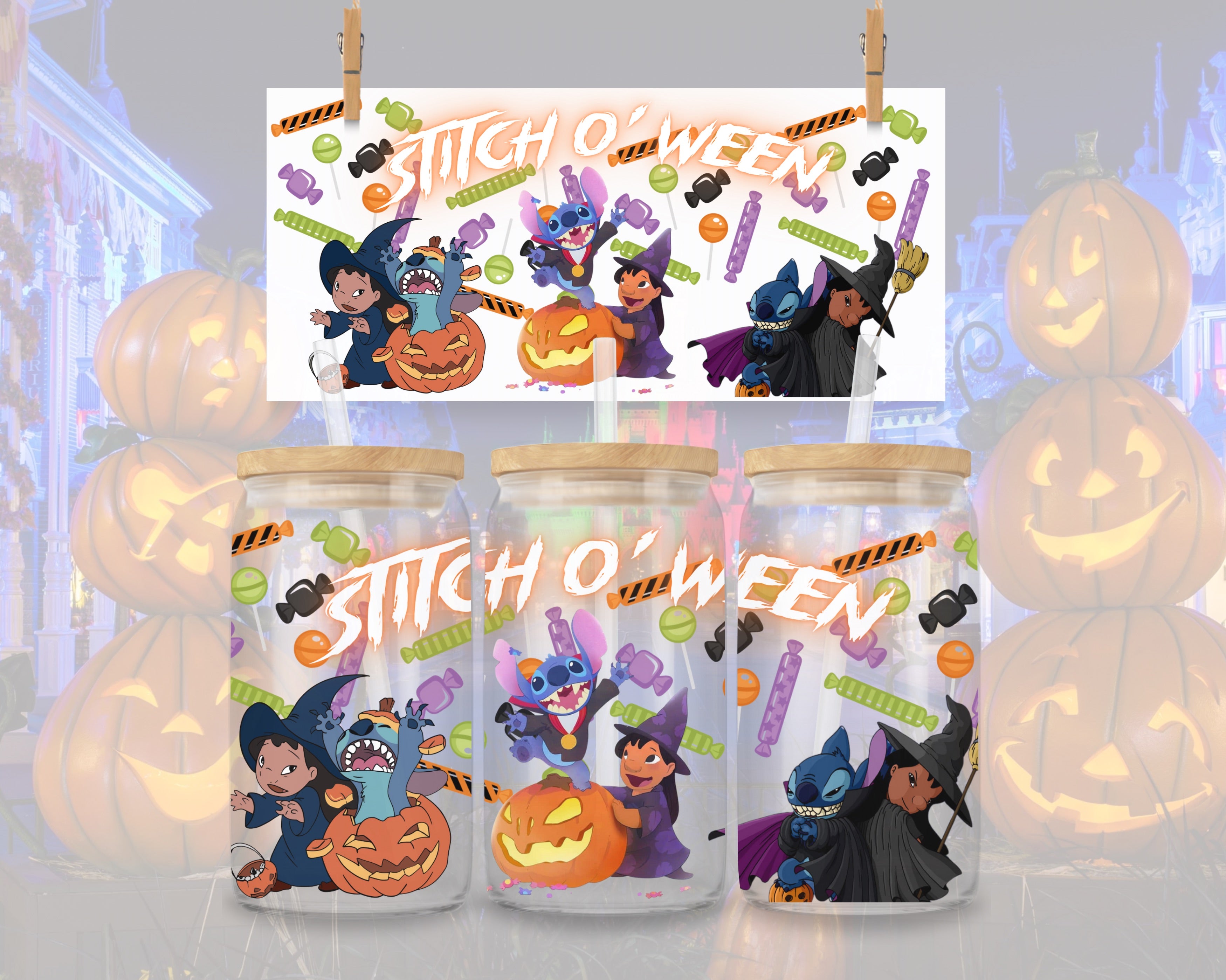 Stitchoween Halloween UV DTF Cup Wrap Instant Download PNG File