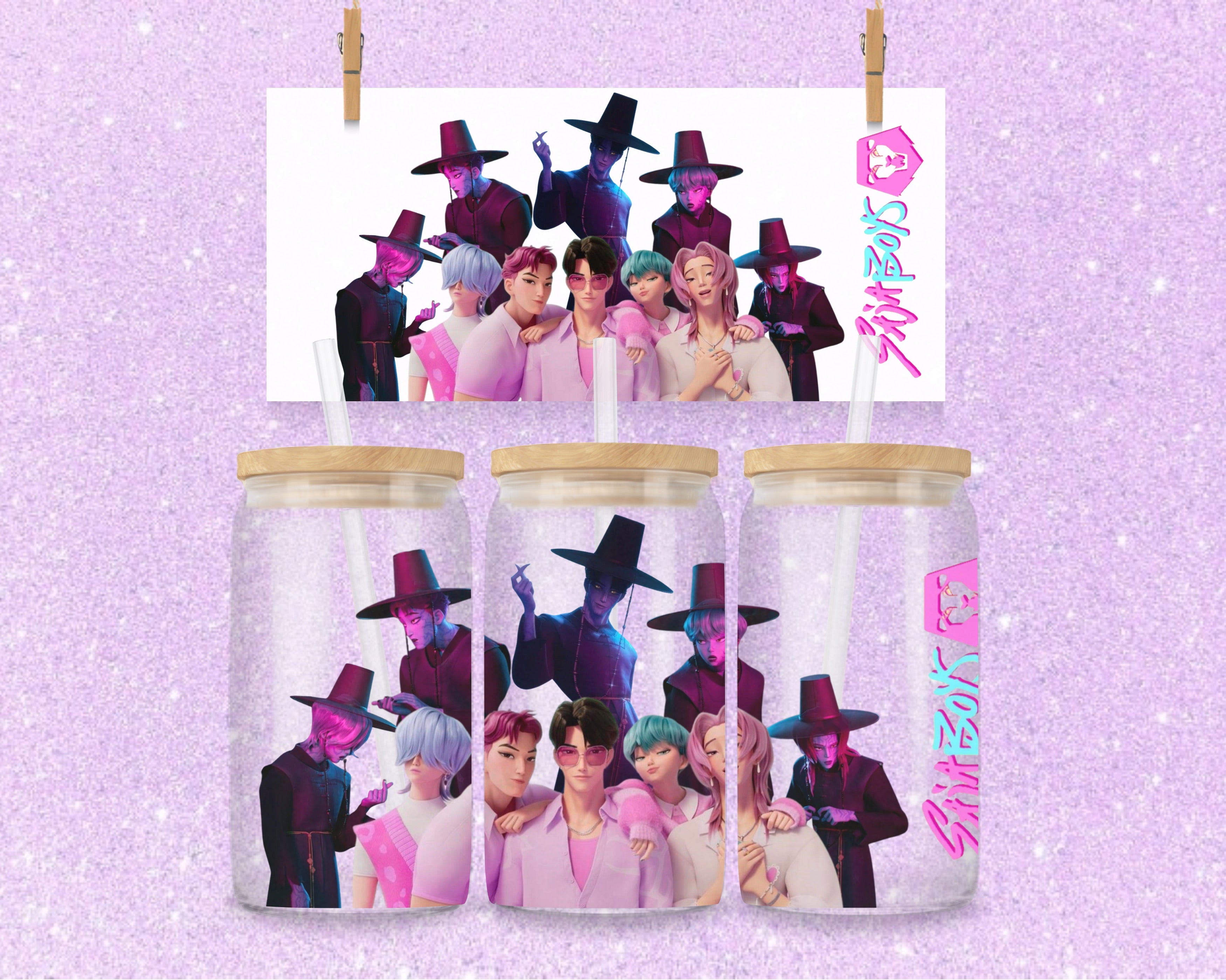 Saja Boys Human Demon Kpop Demon Hunters UV DTF Cup Wrap Instant Download PNG File