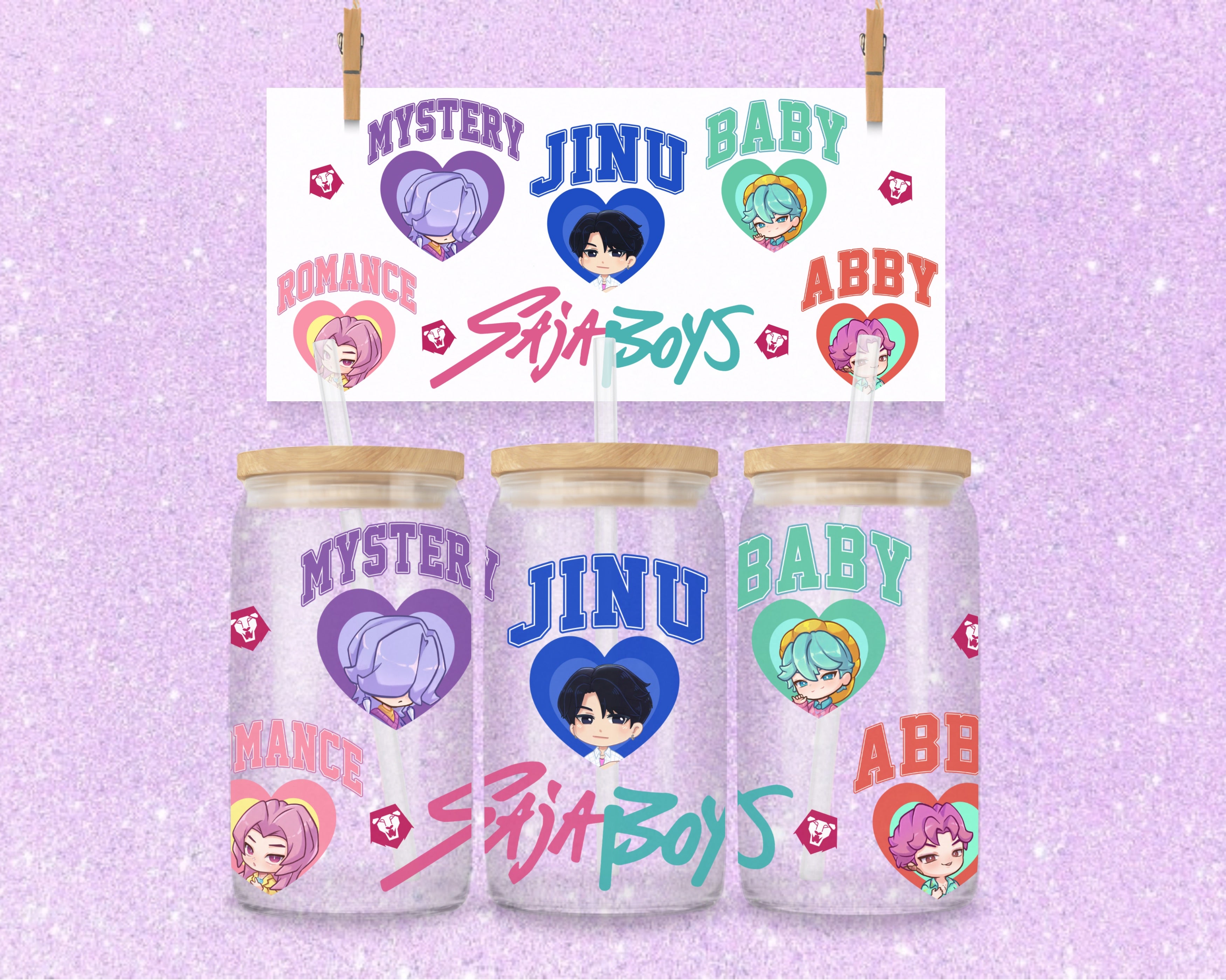 Saja Boys Hearts Kpop Demon Hunters UV DTF Wrap  Instant Download PNG File