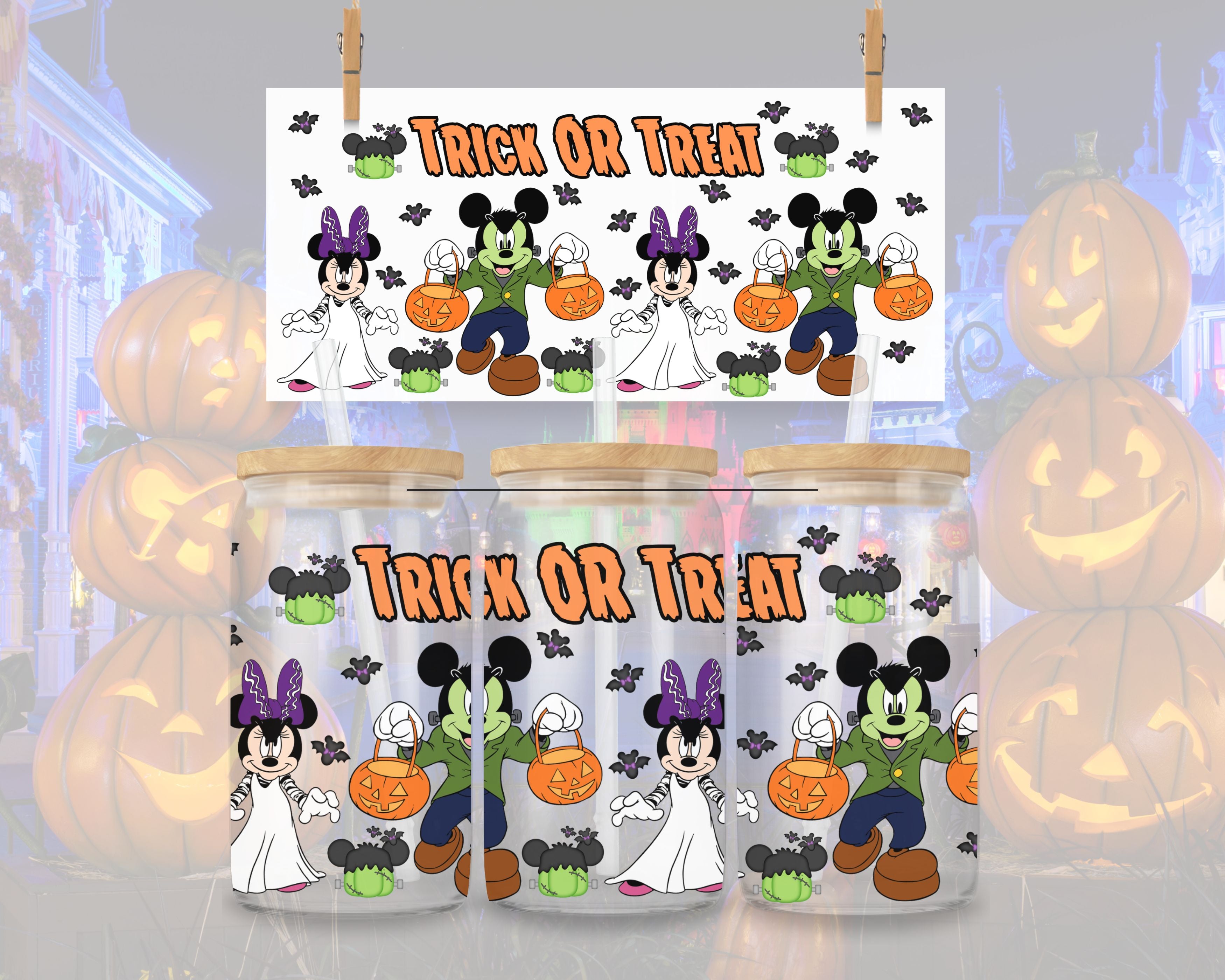 Mickey and Minnie Frankenstein and Bride UV DTF Wrap  Instant Download PNG File