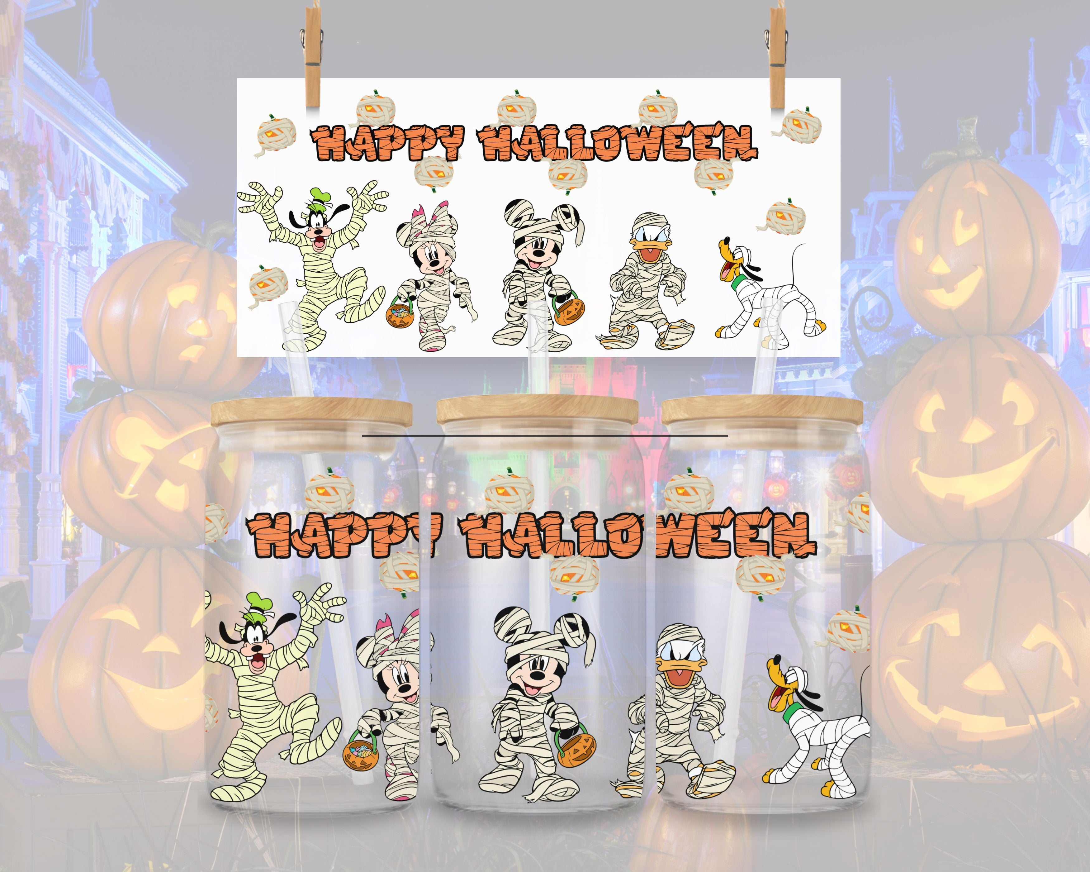 Mickey and Friends Mummies Halloween UV DTF Wrap  Instant Download PNG File